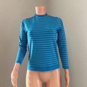 Vintage Givenchy BLUE/WHITE Striped Button Down Sweater WITH SCARF  SIZE 36 #40